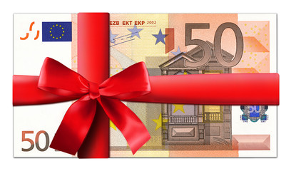 50 Euro Schein mit roter Schleife