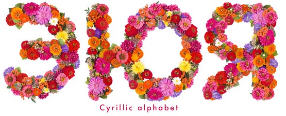  Cyrillic  flower alphabet isolated on white
