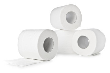 Toilet paper on white background