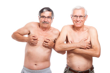 Fototapeta na wymiar Funny seniors showing body