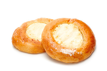 Fresh buns muffins with cheese for breakfast