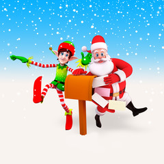 santa and elves with letter box in iceland