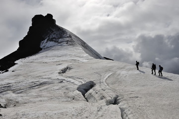Climbing on the top of Snaefellsjokull volcano.
