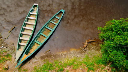 Canoes in the Peruvian Amazon