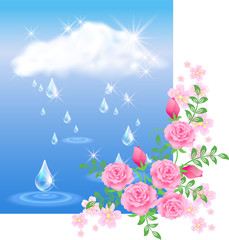 Fototapeta na wymiar Deszcz i kwiaty