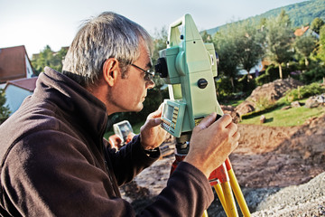 land surveyor, geodesist at work