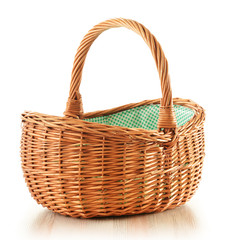 Fototapeta Empty wicker basket isolated on white obraz