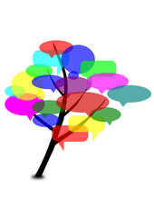 Logo Baum mit Sprechblasen