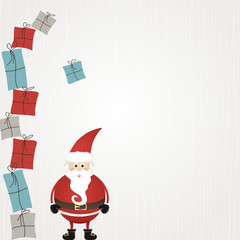 Weihnachtsmann unter einem Geschenke-Turm