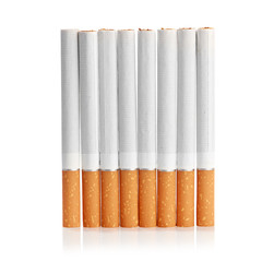 Color photo of filter cigarettes isolated background