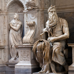 Moses by Michelangelo in San Pietro in Vincoli, Rome, Italy - obrazy, fototapety, plakaty