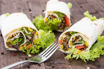 Heap of Wraps on wood