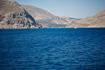 Turquoise seascape with an island