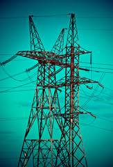 Power tower on the sky background
