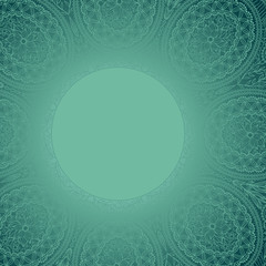 Template frame design for card. Ornamental round lace.