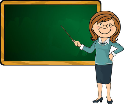 Teacher and blackboard