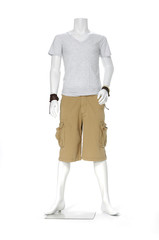 male mannequin dressed in t- shirt- full length