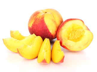 ripe peach isolated on white.