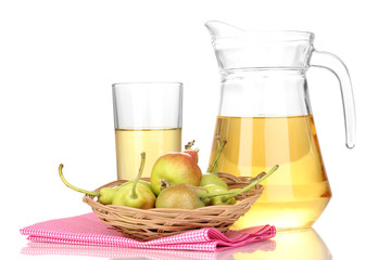 duchess drink with pears in basket isolated on white.