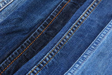 Fototapeta premium Many jeans closeup