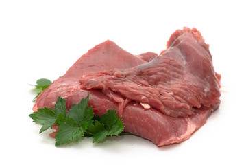 Raw meat on a white background