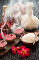 Candles recently extinguished of spa salon