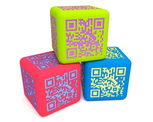 Papier Peint photo Lavable Pixels Cubes QR colorés 3