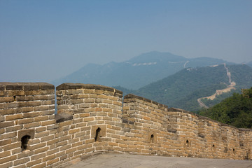 The course of the Great wall of China over the mountains