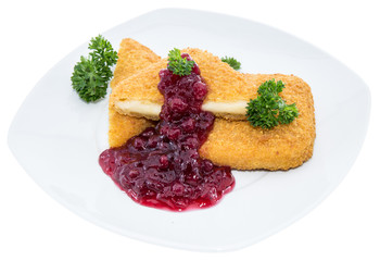 Fried Gouda on white