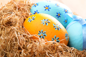 Easter eggs in the nest