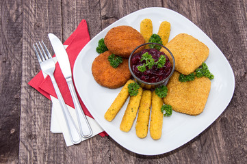 Pieces of fried Cheese on a plate