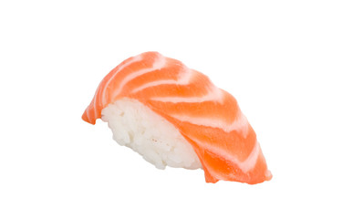 studio shoot of japanese sushi vaki with salmon on white backgro