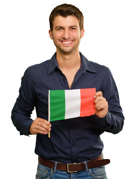 A Young Man Holding A Flag Of Italy