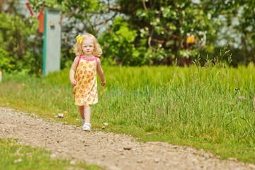 Girl having fun at field