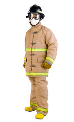firefighter in a fireman uniform isolated