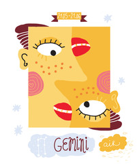 gemini. zodiac vector drawing - 45029251
