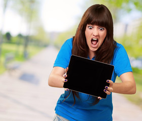 Woman Holding Ipad