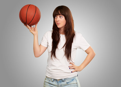 Portrait Of A Young Female With A Football Soccer Ball