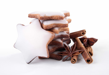 christmas biscuit on white background