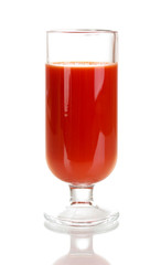 Tomato juice in glass isolated on white