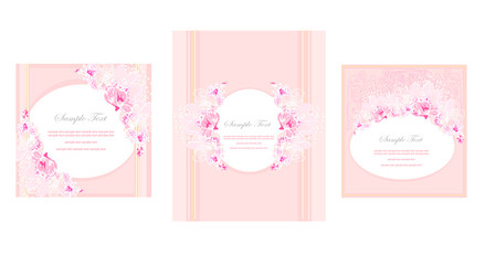Fototapeta na wymiar floral invitation card set
