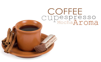 Closeup shot of freshly prepared cup of italian espresso with ci