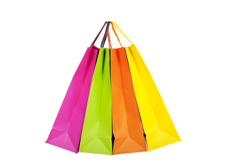 colorful shopping bags isolated on white