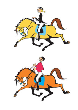 man and woman dressage riders