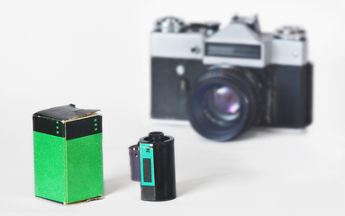 Film box, film cartridge, vinatge camera, free copy space