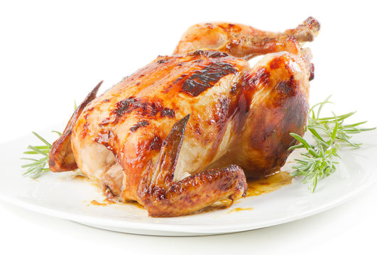 roast chicken isolated on white background