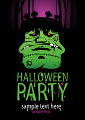 Halloween Party Design template, with frankenstein