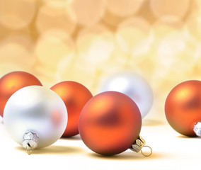 Christmas balls on the white background