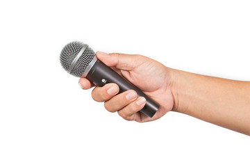 Hand with microphone isolated