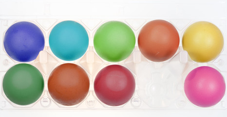 multicolored hen's eggs